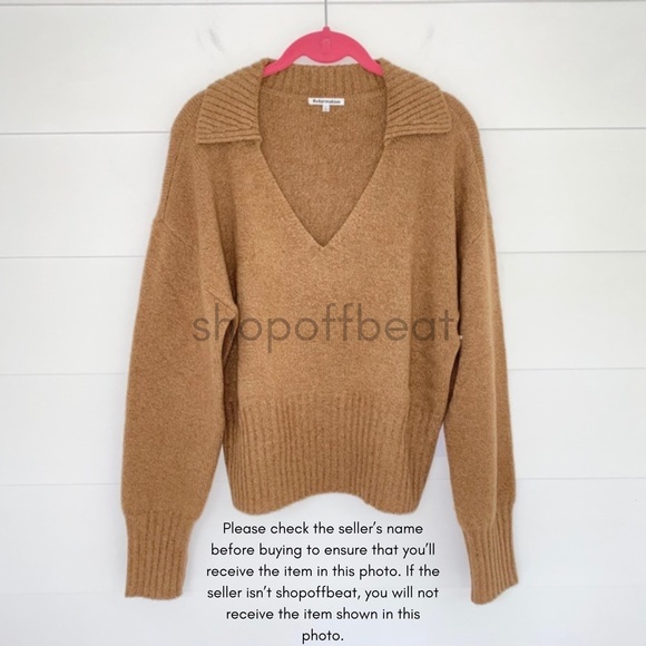 NEW Reformation Beckie Cashmere Collared Sweater Panko Large - Picture 13 of 17